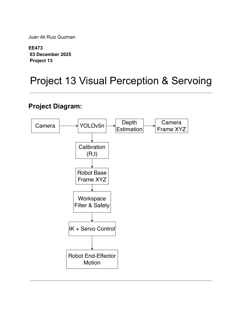 Vision and robotic servoing workflow